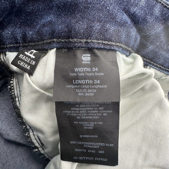 G-Star Raw Men Jeans 34/34 Blue Cotton Designer Straight Streetwear Casual. - Picture 3 of 10
